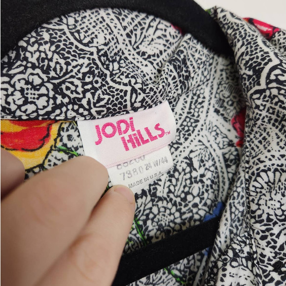 Vintage 80s Floral All Over Abstract Art Button Shirt Jodi Hills - Picture 3 of 5